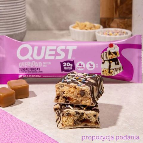 Quest Overload Sundae Funday BOX 12 szt - baton proteinowy bez cukru, 20g białka & 210kcal by Quest Nutrition (quest-overload-sundae-funday-box-12-szt-baton-proteinowy-bez-cukru-20g-bialka-210kcal)