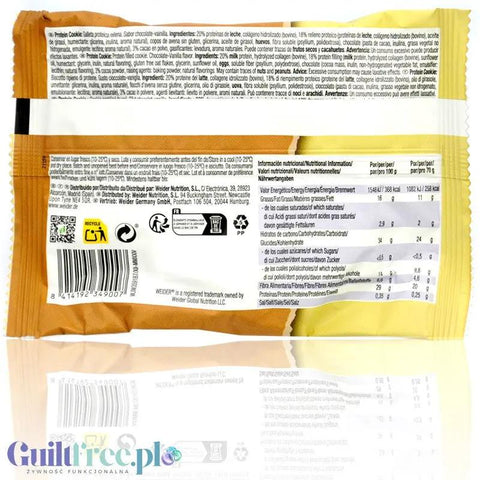 Weider Protein Cookie Chocolate - Vanilla - wysokobiałkowe czekoladowe ciastko z kawałkami czekolady i waniliowym nadzieniem by WEIDER® (weider-protein-cookie-chocolate-vanilla-wysokobialkowe-czekoladowe-ciastko-z-kawalkami-czekolady-i-waniliowym-nadzieniem)