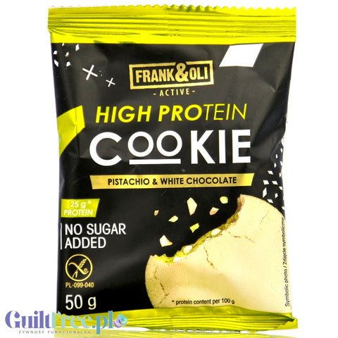 Frank & Oli Active High Protein Cookie, Pistacja z białą czekoladą - Ciastko wysokoproteinowe bez cukru by Frank & Oli (frank-oli-active-high-protein-cookie-pistacja-z-biala-czekolada-ciastko-wysokoproteinowe-bez-cukru)