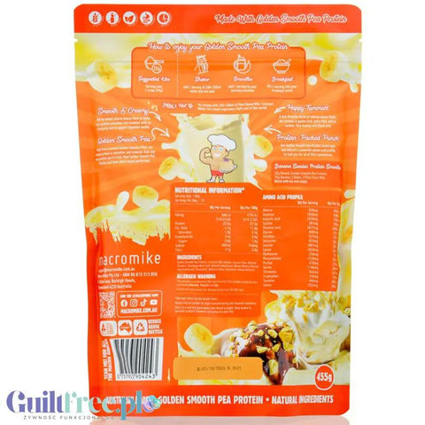 Macro Mike Pea Plant Protein, Banana Sundae 455g - wegańska turbo kremowa odżywka bez glutenu, mleka i sukralozy by Macro Mike (macro-mike-pea-plant-protein-banana-sundae-455g-weganska-turbo-kremowa-odzywka-bez-glutenu-mleka-i-sukralozy)