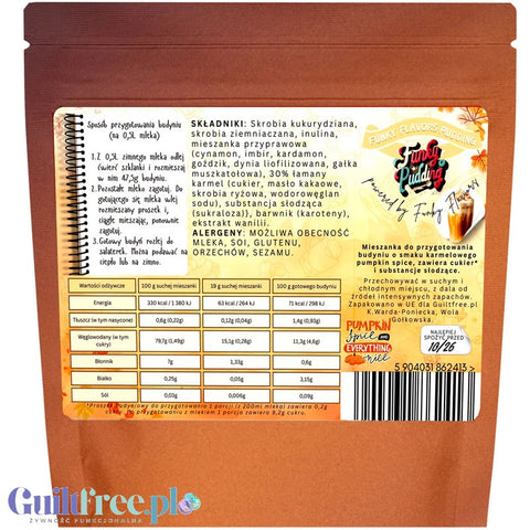 Funky Pudding Pumpkin Spice - budyń bez cukru o smaku karmelowego pumpkin spice latte, 12 porcji