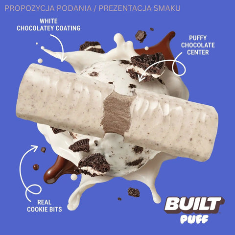 Built Bar Protein Puffs Cookies 'N Cream - proteinowy baton marshmallow w czekoladzie 17g białka & 150kcal by Built (built-bar-protein-puffs-cookies-n-cream-proteinowy-baton-marshmallow-w-czekoladzie-17g-bialka-140kcal)