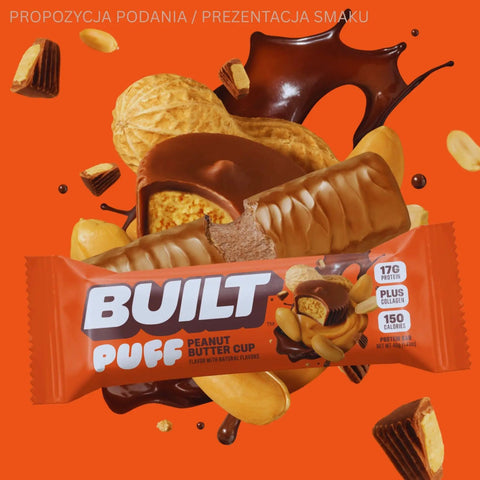 Built Bar Protein Puffs Peanut Butter Cup - proteinowy baton marshmallow w czekoladzie 17g białka & 140kcal by Built (built-bar-protein-puffs-peanut-butter-cup-proteinowy-baton-marshmallow-w-czekoladzie-17g-bialka-140kcal)