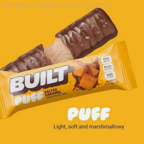 Built Bar Protein Puffs Salted Caramel - proteinowy baton marshmallow w czekoladzie 17g białka & 140kcal by Built (built-bar-protein-puffs-salted-caramel-proteinowy-baton-marshmallow-w-czekoladzie-17g-bialka-140kcal)
