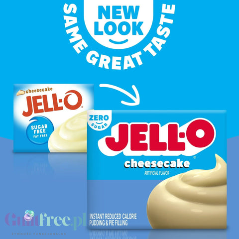JellO Cheesecake Sugar Free - Budyń instant bez cukru i tłuszczu, instant, smak sernikowy by Jell-O (budyn-zero-cukru-zero-tluszczu-sernik)