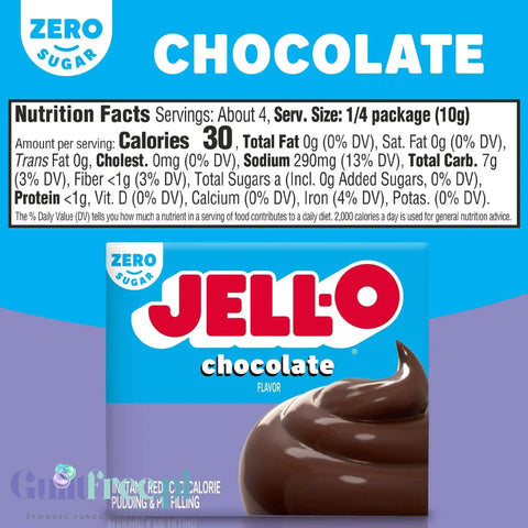 JellO Chocolate Pudding Sugar Free - budyń bez cukru & tłuszczu instant, smak czekoladowy by Jell-O (budyn-czekoladowy-zero-cukru-zero-tluszczu-o-obnizonej-kalorycznosci)