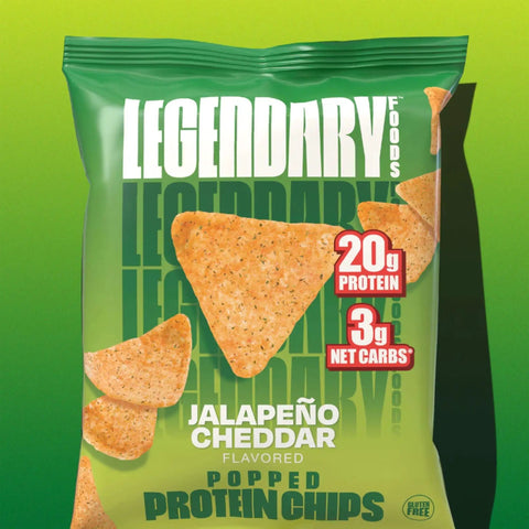 Legendary Popped Protein Chips, Jalapeno Cheddar - pikantne chipsy proteinowe 20g białka, smak Ser & Papryczka by Legendary Foods (legendary-popped-protein-chips-jalapeno-cheddar-pikantne-chipsy-proteinowe-20g-bialka-smak-ser-papryczka)