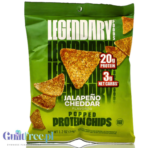 Legendary Popped Protein Chips, Jalapeno Cheddar - pikantne chipsy proteinowe 20g białka, smak Ser & Papryczka by Legendary Foods (legendary-popped-protein-chips-jalapeno-cheddar-pikantne-chipsy-proteinowe-20g-bialka-smak-ser-papryczka)