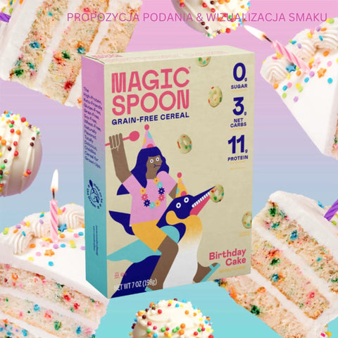 Magic Spoon Birthday Cake - proteinowe keto płatki śniadaniowe bez glutenu, soi i cukru by Magic Spoon (magic-spoon-birthday-cake-proteinowe-keto-platki-sniadaniowe-bez-glutenu-soi-i-cukru)