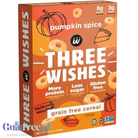 Three Wishes Grain Free Cereal, Pumpkin Spice - niskowęglowodanowe płatki śniadaniowe bez glutenu, z monk fruit by Three Wishes Cereal (three-wishes-grain-free-cereal-pumpkin-spice-niskoweglowodanowe-platki-sniadaniowe-bez-glutenu-z-monk-fruit)