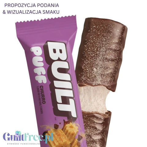 Built Bar Protein Puffs Churro - proteinowy baton marshmallow w czekoladzie 17g białka & 140kcal by Built (built-bar-protein-puffs-churro-proteinowy-baton-marshmallow-w-czekoladzie-17g-bialka-140kcal)