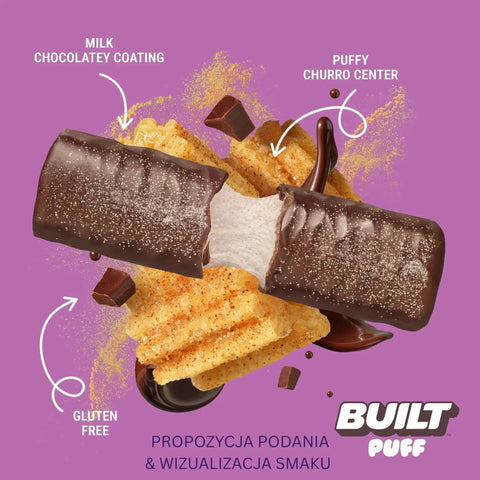 Built Bar Protein Puffs Churro - proteinowy baton marshmallow w czekoladzie 17g białka & 140kcal by Built (built-bar-protein-puffs-churro-proteinowy-baton-marshmallow-w-czekoladzie-17g-bialka-140kcal)