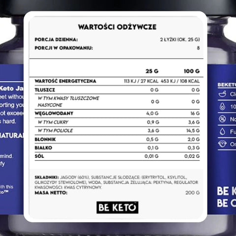 BeKeto Jam Fancy Berries - Keto Dżem™ Fajna Jagoda 108 kcal z erytrolem i ksylitolem by BeKETO (be-keto-jam-fancy-berries-keto-dzem-fajna-jagoda-108-kcal-z-erytrolem-i-ksylitolem)