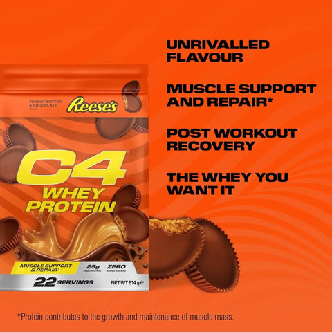 C4 Whey Protein Reese’s® Peanut Butter & Chocolate 481g - jedyna oryginalna odżywka białkowa Reese's by Cellucor (C4) (c4-whey-protein-reeses-peanut-butter-chocolate-481g-jedyna-oryginalna-odzywka-bialkowa-eese-s)
