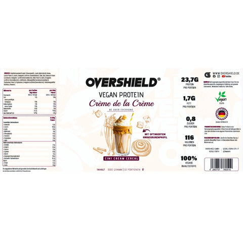 Overshield Vegan Crème de la Crème, Cini Cream Cereal - wegańska odżywka białkowa bez soi i glutenu, smak Płatki Cynamonowe by Overshield (overshield-vegan-creme-de-la-creme-cini-cream-cereal)