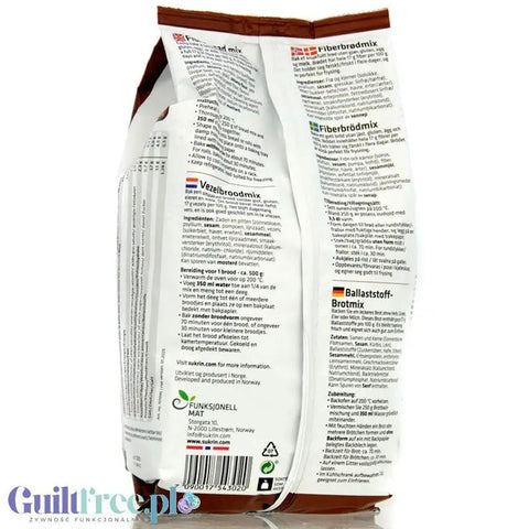 Sukrin Fibre Bread Mix 1kg - chleb bezglutenowy niskowęglowodanowy 20% błonnika, mieszanka do wypieku by Sukrin (sukrin-fibra-bread-1kg-chleb-bezglutenowy-niskoweglowodanowy-20-blonnika-mieszanka-do-wypieku)
