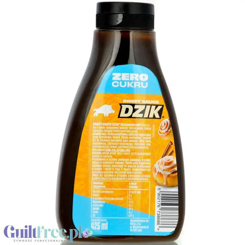 WK Nutrition Dzik Sweet Sauce Sos Cinnamon Roll, syrop zero cukru, bez tłuszczu o smaku cynamonowej bułeczki -
