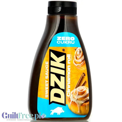 WK Nutrition Dzik Sweet Sauce Sos Cinnamon Roll, syrop zero cukru, bez tłuszczu o smaku cynamonowej bułeczki -