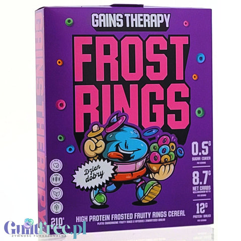 Gains Therapy Frost Rings - bezglutenowe keto płatki truskawka & miód o wysokiej zawartości białka by Gains Therapy (gains-therapy-frost-rings-bezglutenowe-keto-platki-truskawka-miod-o-wysokiej-zawartosci-bialka)