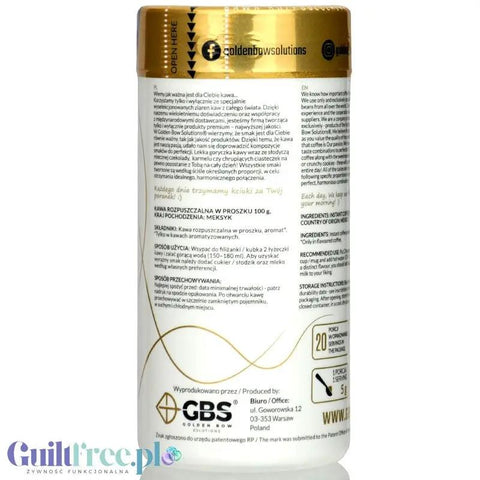 GBS Angelo Wanilia - smakowa kawa rozpuszczalna 60mg kofeiny bez cukru i słodzików by Golden Bow Solutions (gbs-angelo-wanilia-smakowa-kawa-rozpuszczalna-60mg-kofeiny-bez-cukru-i-slodzikow)
