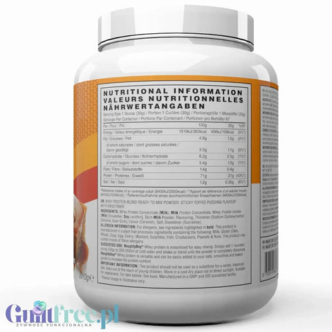 Naughty Boy Whey Advanced Protein Sticky Toffee Pudding 2kg - gęsta odżywka białkowa smak Ciasta Karmelowego by Naughty Boy (naughty-boy-whey-advanced-protein-sticky-toffee-pudding-2kg-gesta-odzywka-bialkowa-smak-budyniu-toffi)