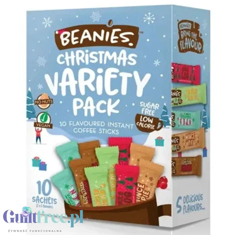 Beanies Christmas Variety Pack - 10 saszetek świątecznych smaków, liofilizowana, aromatyzowana kawa instant 2kcal by Beanies Flavour Coffee (beanies-christmas-variety-pack-10-saszetek-swiatecznych-smakow-liofilizowana-aromatyzowana-kawa-instant-2kcal)