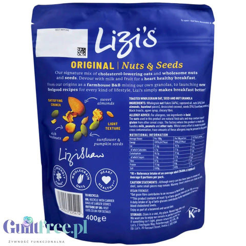 Lizi's Original Nuts & Seeds Granola GL5,5 owsiano-orzechowa by Lizi's Granola (lizi-s-granola-gl55-owsiano-orzechowa-05kg)