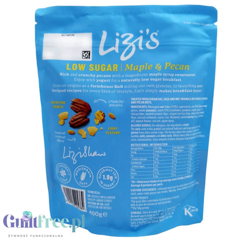 Lizis Low Sugar Maple & Pecan 400g - niskocukrowa granola niskie IG, Syrop Klonowy & Pekany by Lizi's Granola (lizis-low-sugar-maple-pecan-400g-niskocukrowa-granola-niskie-ig-syrop-klonowy-pekany)
