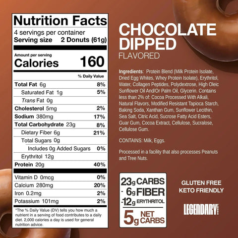 Legendary Foods Protein Donuts Chocolate Dipped - czekoladowe keto donuty bez glutenu 20g białka by Legendary Foods (legendary-foods-protein-donuts-chocolate-dipped-czekoladowe-keto-donuty-bez-glutenu-20g-bialka)