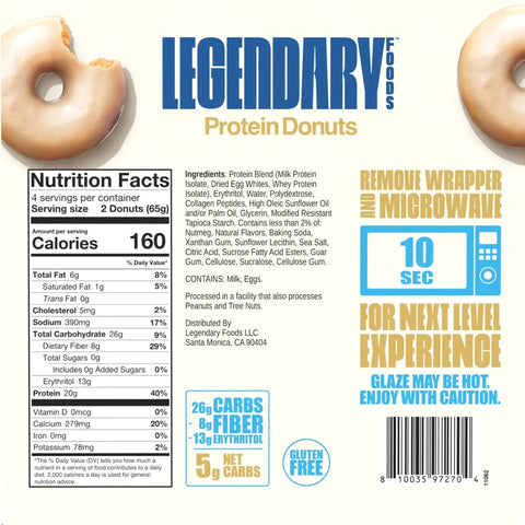 Legendary Foods Protein Donuts Vanilla Glazed - donuty waniliowe z lukrem 20g białka by Legendary Foods (legendary-foods-protein-donuts-vanilla-glazed-donuty-waniliowe-z-lukrem-20g-bialka)