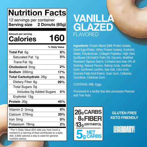 Legendary Foods Protein Donuts Vanilla Glazed - donuty waniliowe z lukrem 20g białka by Legendary Foods (legendary-foods-protein-donuts-vanilla-glazed-donuty-waniliowe-z-lukrem-20g-bialka)