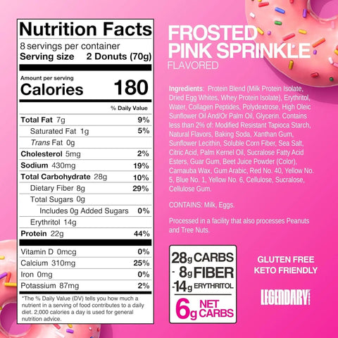 Legendary Foods Protein Donuts Pink Sprinkle - keto donuty proteinowe bez cukru i glutenu 20g białka by Legendary Foods (legendary-foods-protein-donuts-pink-sprinkle-keto-donuty-proteinowe-bez-cukru-i-glutenu-20g-bialka)