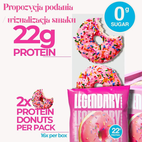 Legendary Foods Protein Donuts Pink Sprinkle - keto donuty proteinowe bez cukru i glutenu 20g białka by Legendary Foods (legendary-foods-protein-donuts-pink-sprinkle-keto-donuty-proteinowe-bez-cukru-i-glutenu-20g-bialka)