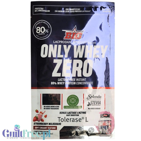 BIG® Only Whey Zero Strawberry Milkshake 30g - kremowa odżywka białkowa WPC Lacprodan 80 ze stewią by MAX Protein® (big-only-whey-zero-strawberry-milkshake-30g-kremowa-odzywka-bialkowa-wpc-lacprodan-80-ze-stewia)