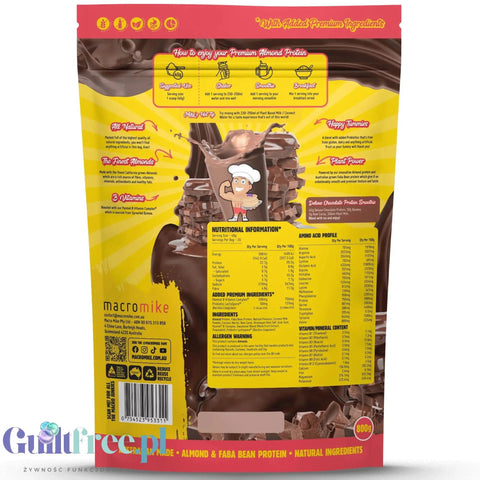 Macro Mike Almond Plant Protein, DeLuxe Chocolate - wegańska migdałowa odżywka białkowa bez glutenu, mleka i sukralozy by Macro Mike (macro-mike-almond-plant-protein-deluxe-chocolate-weganska-migdalowa-odzywka-bialkowa-bez-glutenu-mleka-i-sukralozy)