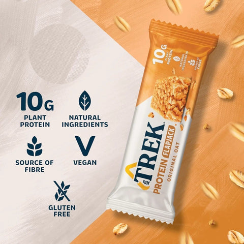 Trek Protein Flapjack Original Oat - bezglutenowy wegański baton z ciemną czekoladą 9g białka by Trek (trek-protein-flapjack-original-oat-bezglutenowy-weganski-baton-z-ciemna-czekolada-9g-bialka)