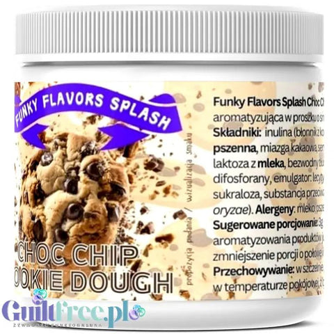 Funky Flavors Splash Chocolate Chip Cookie Dough 200g - aromat słodzący w proszku bez cukru, smak Maślanego Herbatnika by Funky Flavors (funky-flavors-splash-chocolate-chip-cookie-dough-200g-aromat-slodzacy-w-proszku-bez-cukru-smak-maslanego-herbatnika)