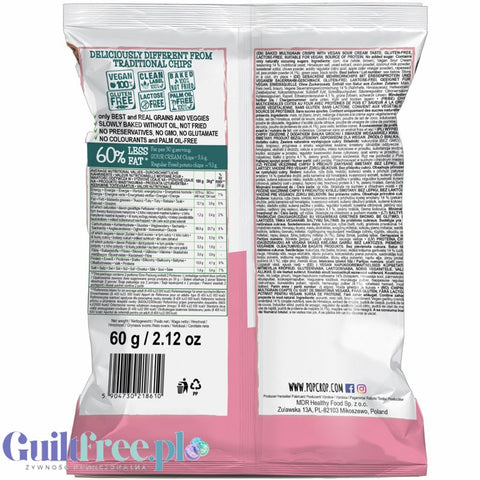 Popcrop Piramidki Sour Cream - wegańskie, bezglutenowe chipsy proteinowe, Kwaśna śmietanka by Popcrop (popcrop-piramidki-vegan-sour-cream-weganskie-bezglutenowe-chipsy-proteinowe-kwasna-smietanka)