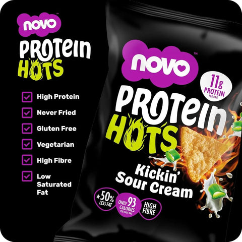 Novo Foods Protein Hots Kickin' Sour Cream - pikantne chrupki proteinowe o smaku śmietanki 50% mniej tłuszczu by Novo Easy Protein (Protein Bites) (novo-foods-protein-hots-kickin-sour-cream-pikantne-chrupki-proteinowe-o-smaku-smietanki-50-mniej-tluszczu)