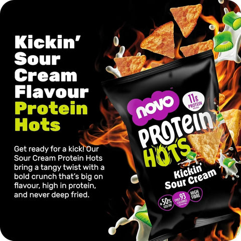 Novo Foods Protein Hots Kickin' Sour Cream - pikantne chrupki proteinowe o smaku śmietanki 50% mniej tłuszczu by Novo Easy Protein (Protein Bites) (novo-foods-protein-hots-kickin-sour-cream-pikantne-chrupki-proteinowe-o-smaku-smietanki-50-mniej-tluszczu)