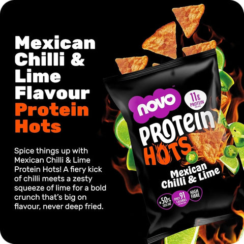 Novo Foods Protein Hots Mexican Chilli & Lime - pikantne chrupki proteinowe o smaku Chili & Limonka 50% mniej tłuszczu by Novo Easy Protein (Protein Bites) (novo-foods-protein-hots-mexican-chilli-lime-pikantne-chrupki-proteinowe-o-smaku-chili-limonka-50-mniej-tluszczu)