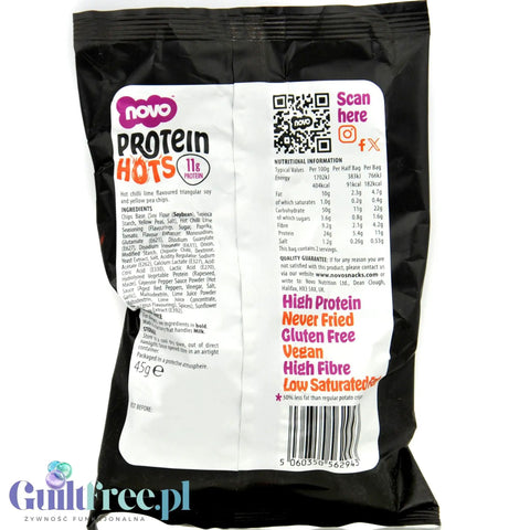 Novo Foods Protein Hots Mexican Chilli & Lime - pikantne chrupki proteinowe o smaku Chili & Limonka 50% mniej tłuszczu by Novo Easy Protein (Protein Bites) (novo-foods-protein-hots-mexican-chilli-lime-pikantne-chrupki-proteinowe-o-smaku-chili-limonka-50-mniej-tluszczu)