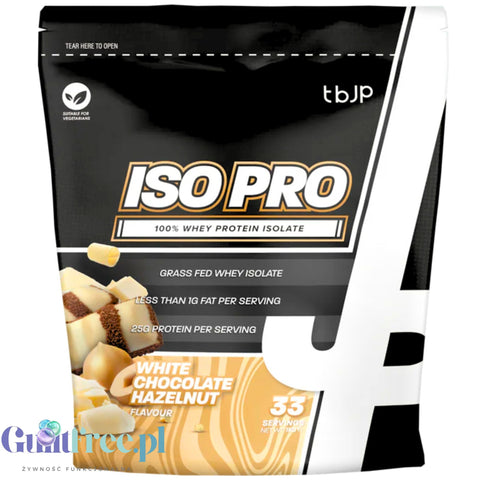 TBJP ISO PRO White Chocolate Hazelnut 1kg - odżywka białkowa WPI 90%, smak Białe Bueno by TBJP (tbjp-iso-pro-white-chocolate-hazelnut-1kg-odzywka-bialkowa-wpi-90-smak-biale-bueno)