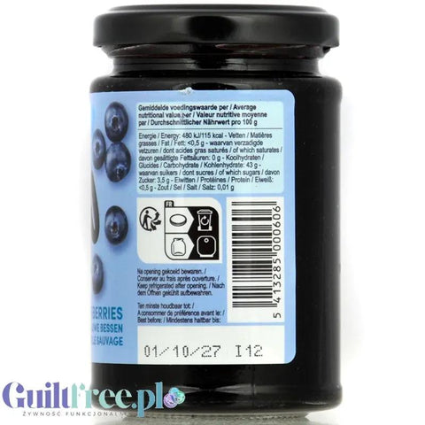 Rabeko Jam Light Blueberries - niskosłodzony dżem jagodowy, 94% mniej cukru by Rabeko (rabeko-jam-light-blueberries-niskoslodzony-dzem-jagodowy-94-mniej-cukru)