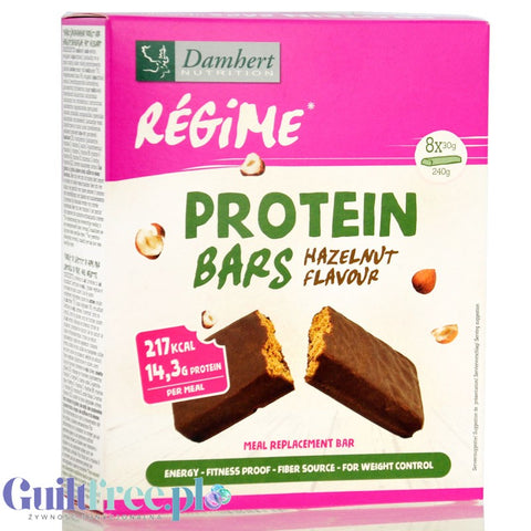 Damhert Regime Protein Bars Hazelnut 8 x 107kcal - batoniki orzechowe w czekoladzie by Damhert (damhert-regime-protein-bars-hazelnut-8-x-107kcal-batoniki-orzechowe-w-czekoladzie)