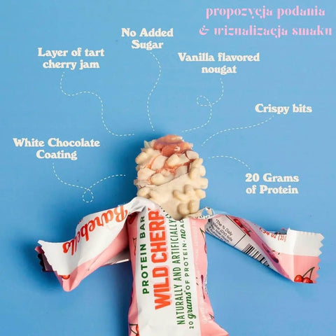 Barebells Barebells Wild Cherry - miękki baton białkowy z nadzieniem wiśniowym w polewie z białej czekolady - Protein Bars