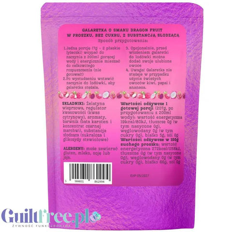 Funky Jelly Dragon Fruit x 3 porcje - galaretka light bez cukru 19kcal, smak Pithaya by Funky Flavors (funky-jelly-dragon-fruit-x-3-porcje-galaretka-light-bez-cukru-19kcal-smak-pithaya)