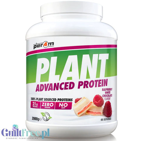 Per4m Plant  Advanced Protein Raspberry White Chocolate 2kg - wegańska odżywka białkowa bez soi i glutenu z MCT