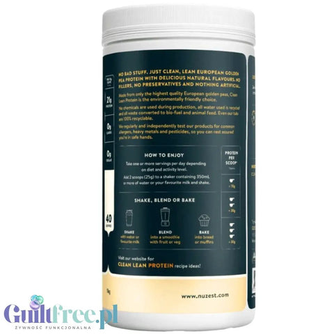 Nuzest Clean Lean Protein Just Natural 1kg - wegańska odżywka białkowa z europejskiego grochu bez słodzików i aromatów by Nuzest (nuzest-clean-lean-protein-just-natural-1-kg-weganska-odzywka-bialkowa-z-europejskiego-grochu-bez-slodzikow-i-aromatow)