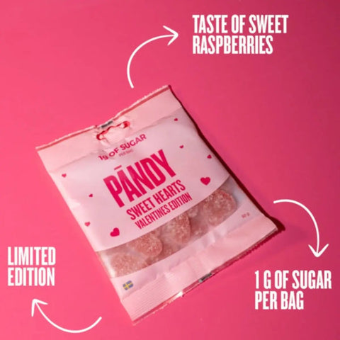 Pandy Candy Sweet Hearts Valentines Edition - błonnikowe malinowe żelkowe serduszka bez cukru 45% mniej kalorii by Pandy Protein (pandy-candy-sweet-hearts-valentines-edition-blonnikowe-malinowe-zelkowe-serduszka-bez-cukru-45-mniej-kalorii)